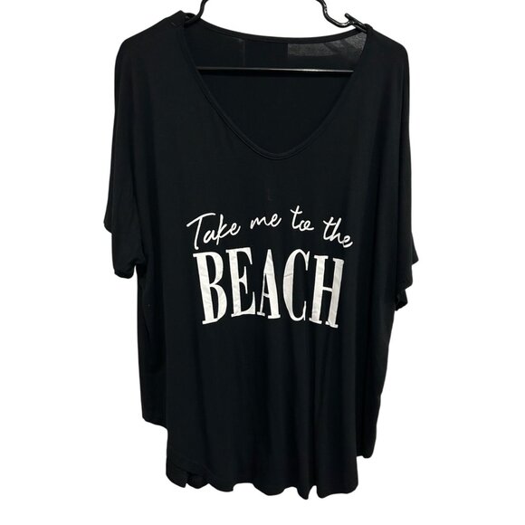 Tops - Take Me To The Beach Black T-Shirt Womens Relaxed Fit 100% Cotton Casual Top
